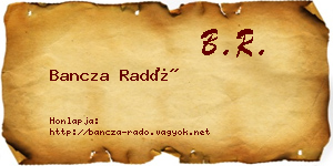 Bancza Radó névjegykártya